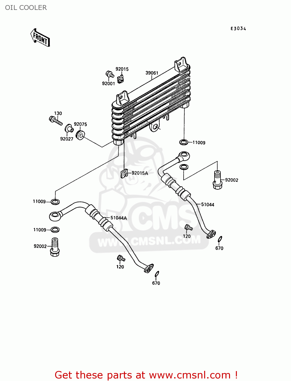 OIL COOLER ZX750F2 GPX750R 1988 EUROPE FR UK AR FG GR IT NR SD SP ST