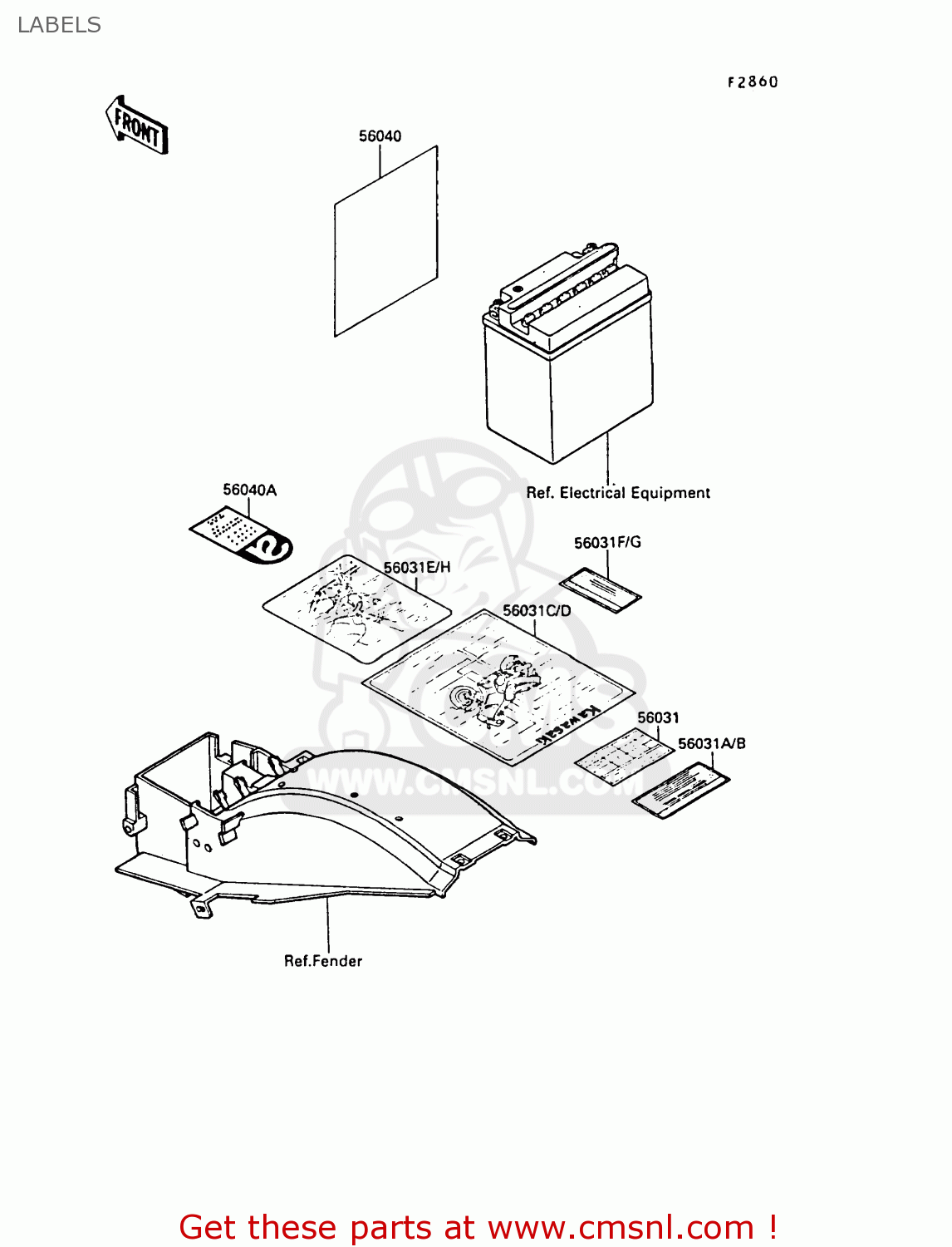 LABELS ZX750F2 GPX750R 1988 EUROPE FR UK AR FG GR IT NR SD SP ST