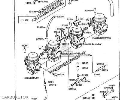 CARBURETOR - ZX750F2 GPX750R 1988 EUROPE FR UK AR FG GR IT NR SD SP ST