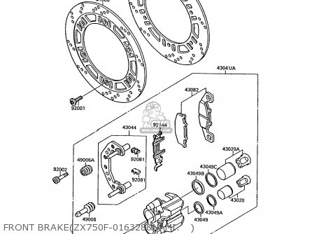 FRONT BRAKE(ZX750F-016328&NAMI.   ) - ZX750F2 GPX750R 1988 EUROPE FR UK AR FG GR IT NR SD SP ST