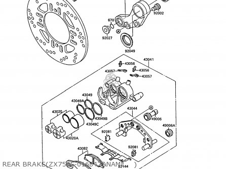 REAR BRAKE(ZX750F-016847&NAMI.   ) - ZX750F2 GPX750R 1988 EUROPE FR UK AR FG GR IT NR SD SP ST