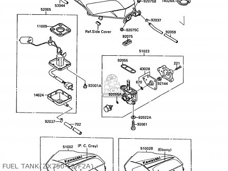 FUEL TANK(ZX750-F2/F2A) - ZX750F2 GPX750R 1988 EUROPE FR UK AR FG GR IT NR SD SP ST