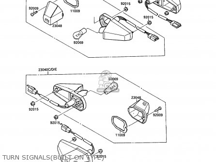 TURN SIGNALS(BUILT ON TYPE) - ZX750F2 GPX750R 1988 EUROPE FR UK AR FG GR IT NR SD SP ST