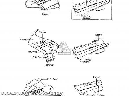DECALS(EBONY)(ZX750-F2/F2A) - ZX750F2 GPX750R 1988 EUROPE FR UK AR FG GR IT NR SD SP ST