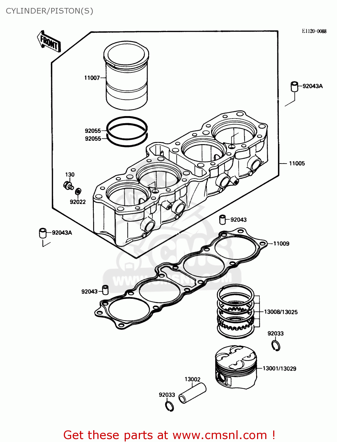 CYLINDER/PISTON(S) ZX750F2 NINJA 750R 1988 USA CALIFORNIA CANADA