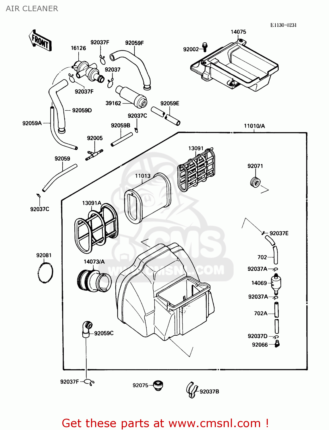 AIR CLEANER ZX750F2 NINJA 750R 1988 USA CALIFORNIA CANADA