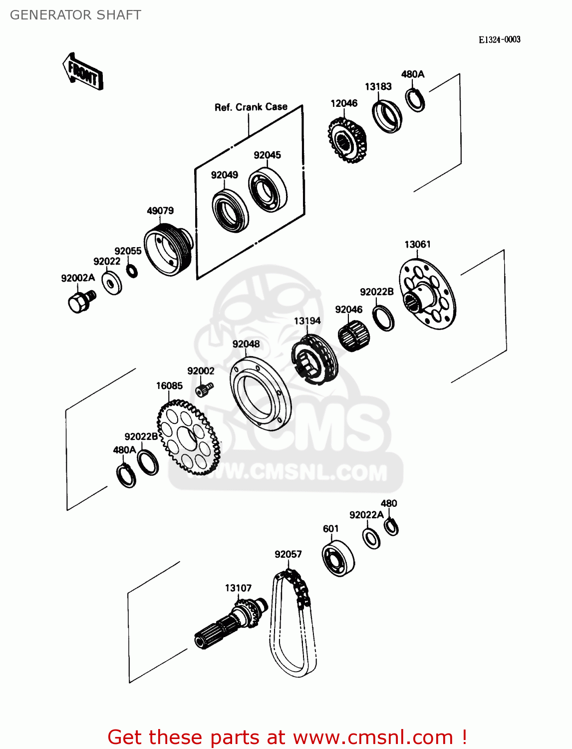 GENERATOR SHAFT ZX750F2 NINJA 750R 1988 USA CALIFORNIA CANADA