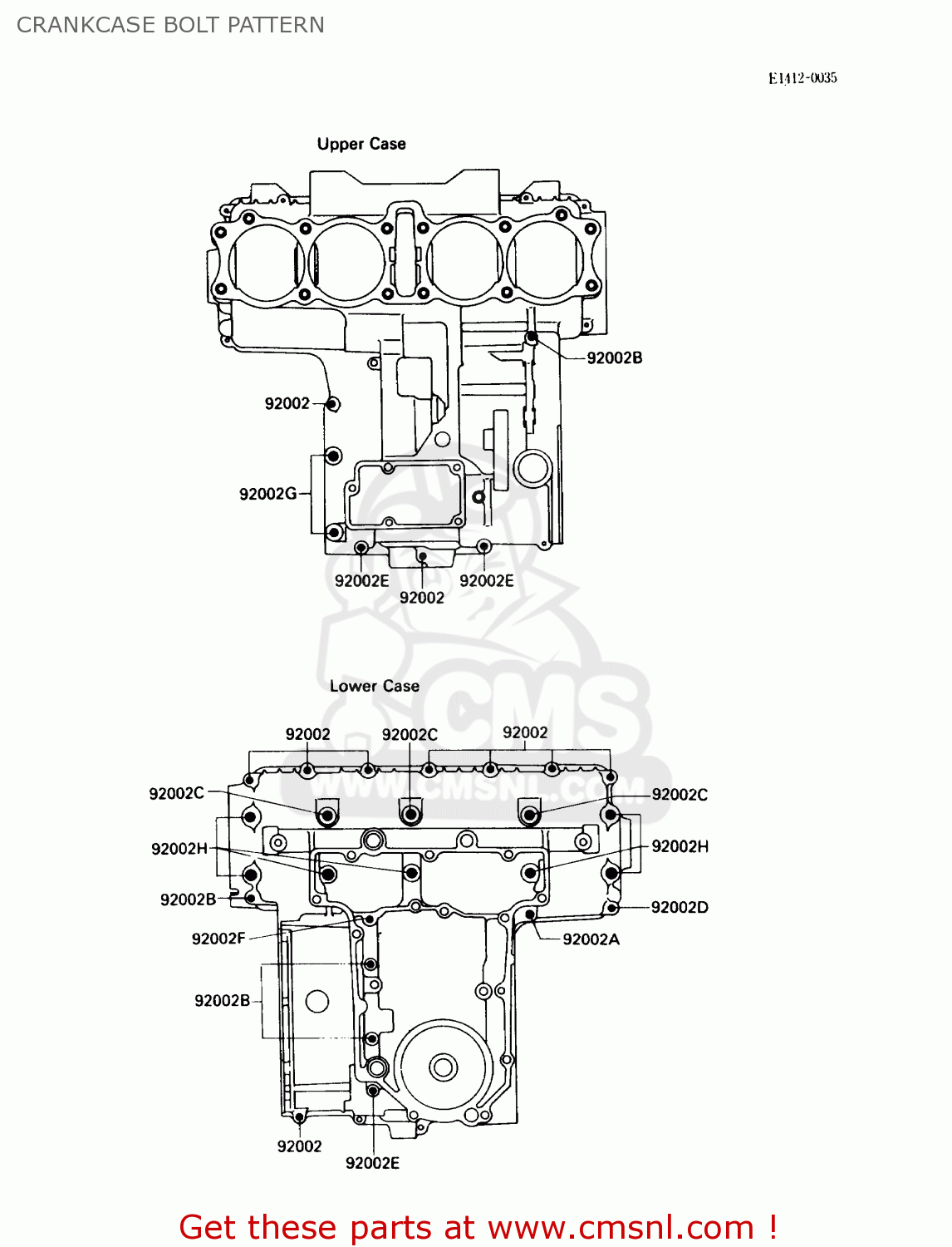 CRANKCASE BOLT PATTERN ZX750F2 NINJA 750R 1988 USA CALIFORNIA CANADA