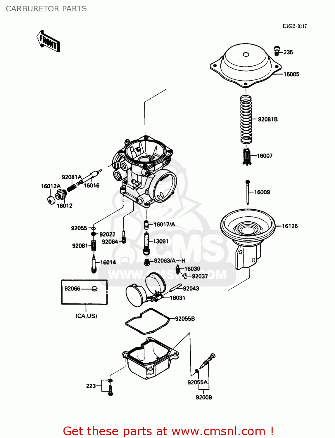 CARBURETOR PARTS ZX750F2 NINJA 750R 1988 USA CALIFORNIA CANADA
