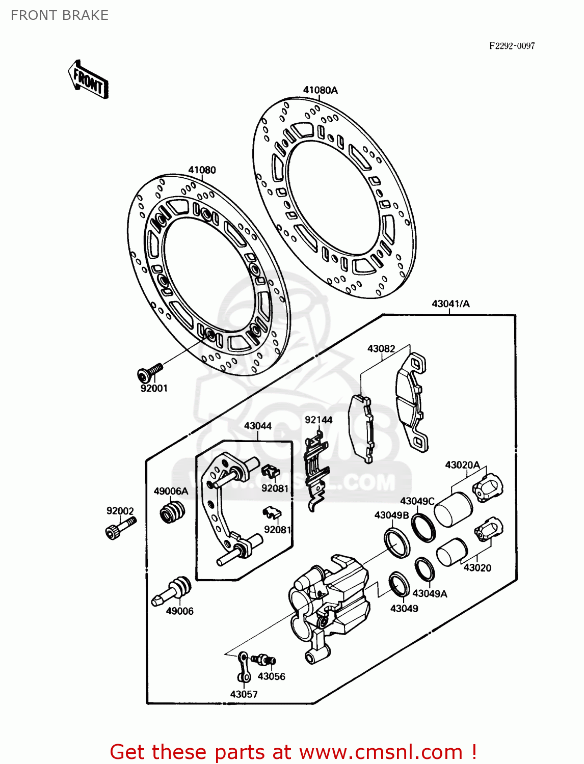 FRONT BRAKE ZX750F2 NINJA 750R 1988 USA CALIFORNIA CANADA