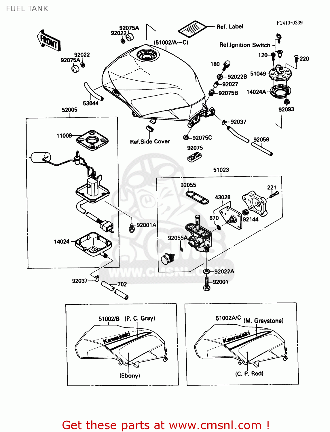 FUEL TANK ZX750F2 NINJA 750R 1988 USA CALIFORNIA CANADA