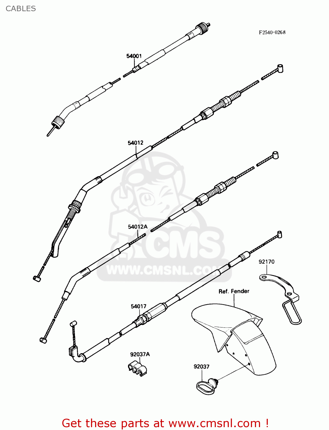 CABLES ZX750F2 NINJA 750R 1988 USA CALIFORNIA CANADA