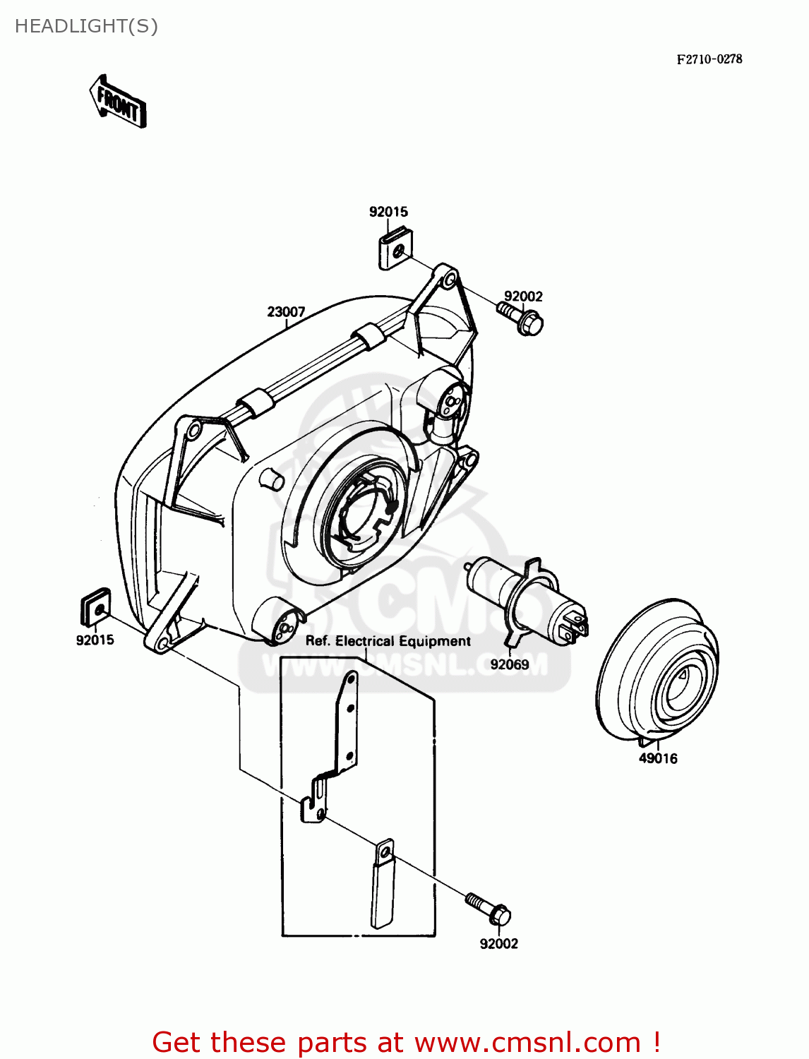 HEADLIGHT(S) ZX750F2 NINJA 750R 1988 USA CALIFORNIA CANADA