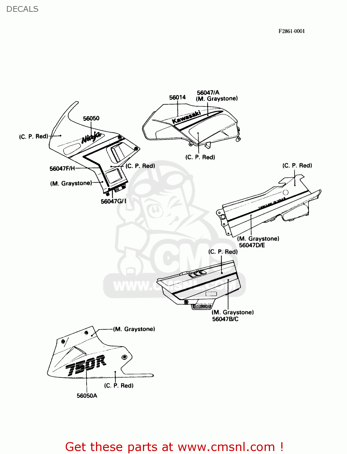 DECALS ZX750F2 NINJA 750R 1988 USA CALIFORNIA CANADA