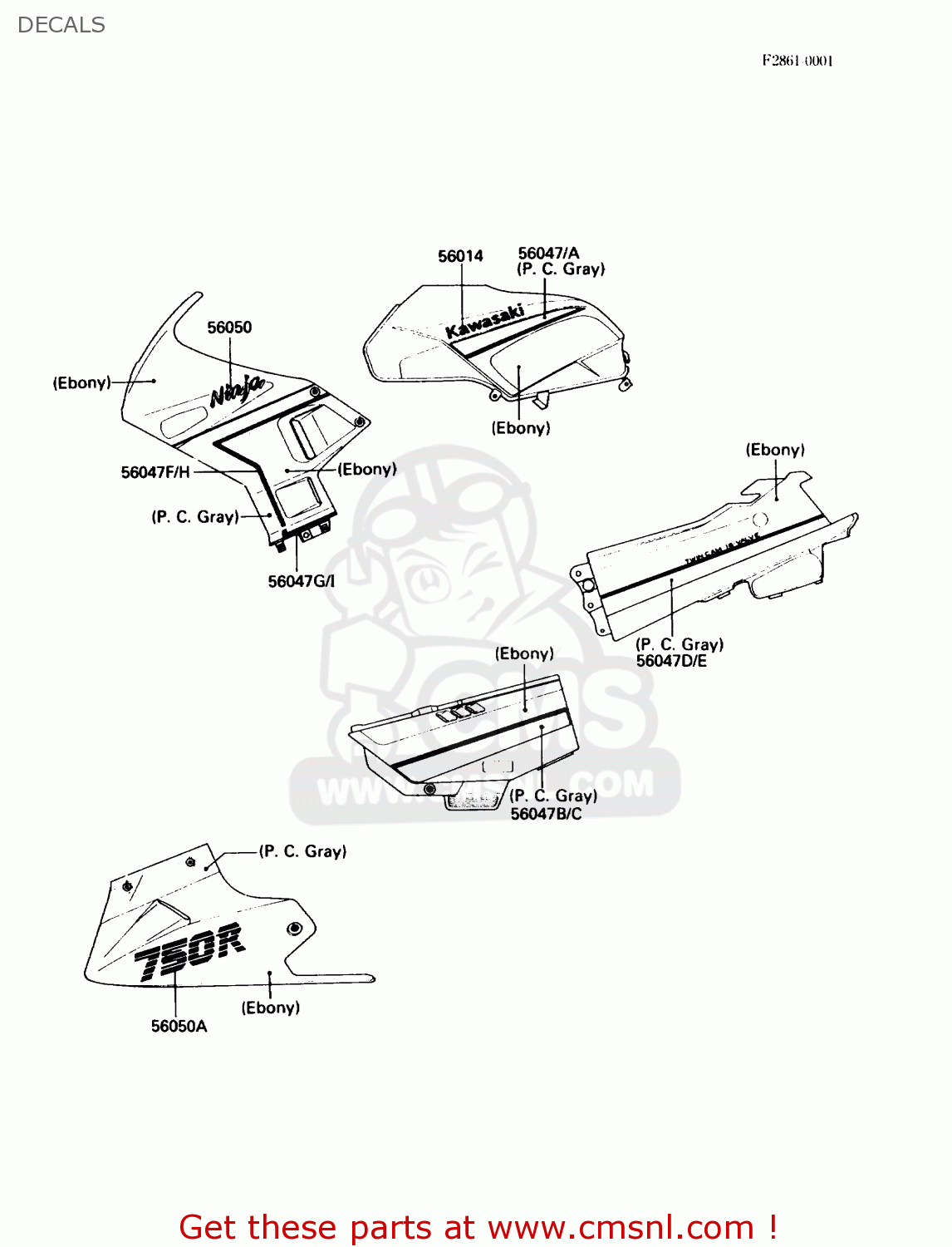 DECALS ZX750F2 NINJA 750R 1988 USA CALIFORNIA CANADA