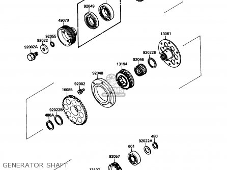 GENERATOR SHAFT - ZX750F2 NINJA 750R 1988 USA CALIFORNIA CANADA