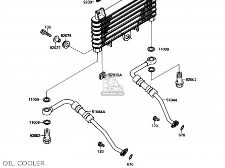 OIL COOLER - ZX750F2 NINJA 750R 1988 USA CALIFORNIA CANADA