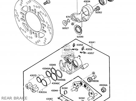 REAR BRAKE - ZX750F2 NINJA 750R 1988 USA CALIFORNIA CANADA
