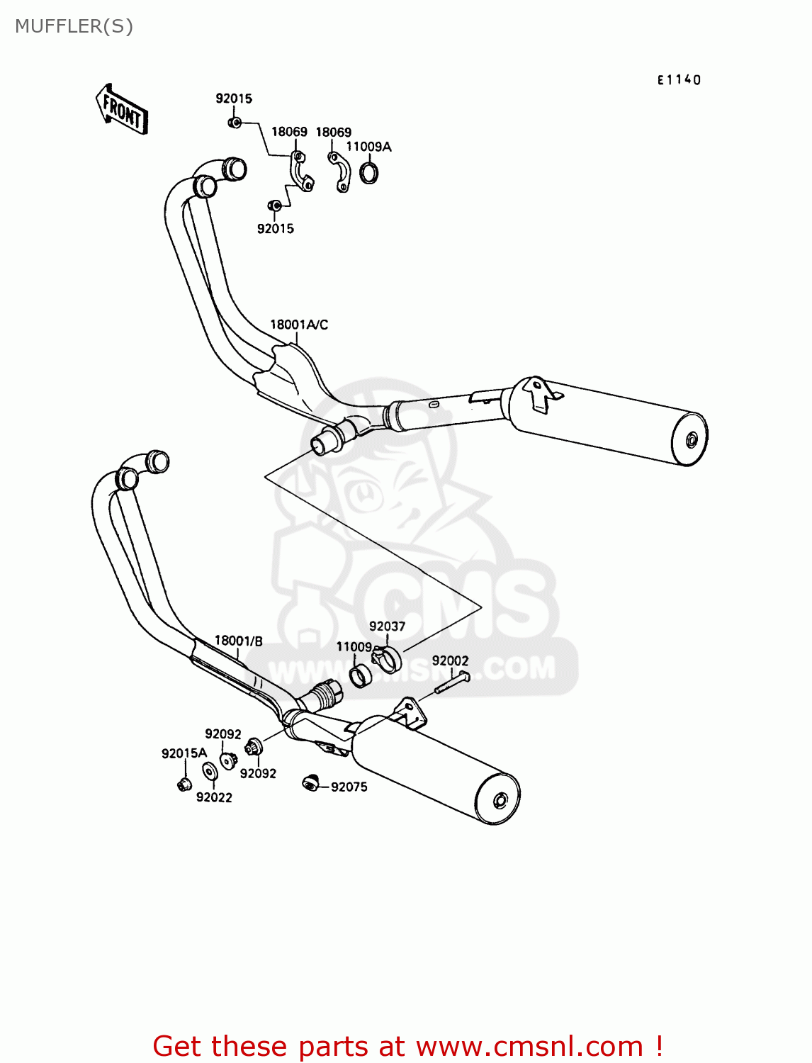 MUFFLER(S) ZX750F2A GPX750R 1988 UNITED KINGDOM