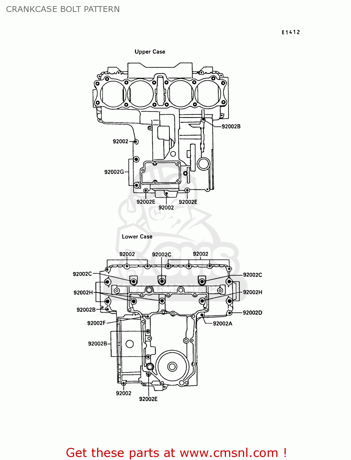 CRANKCASE BOLT PATTERN ZX750F2A GPX750R 1988 UNITED KINGDOM