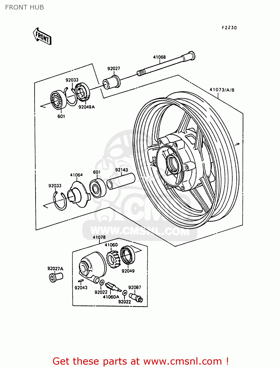 FRONT HUB ZX750F2A GPX750R 1988 UNITED KINGDOM