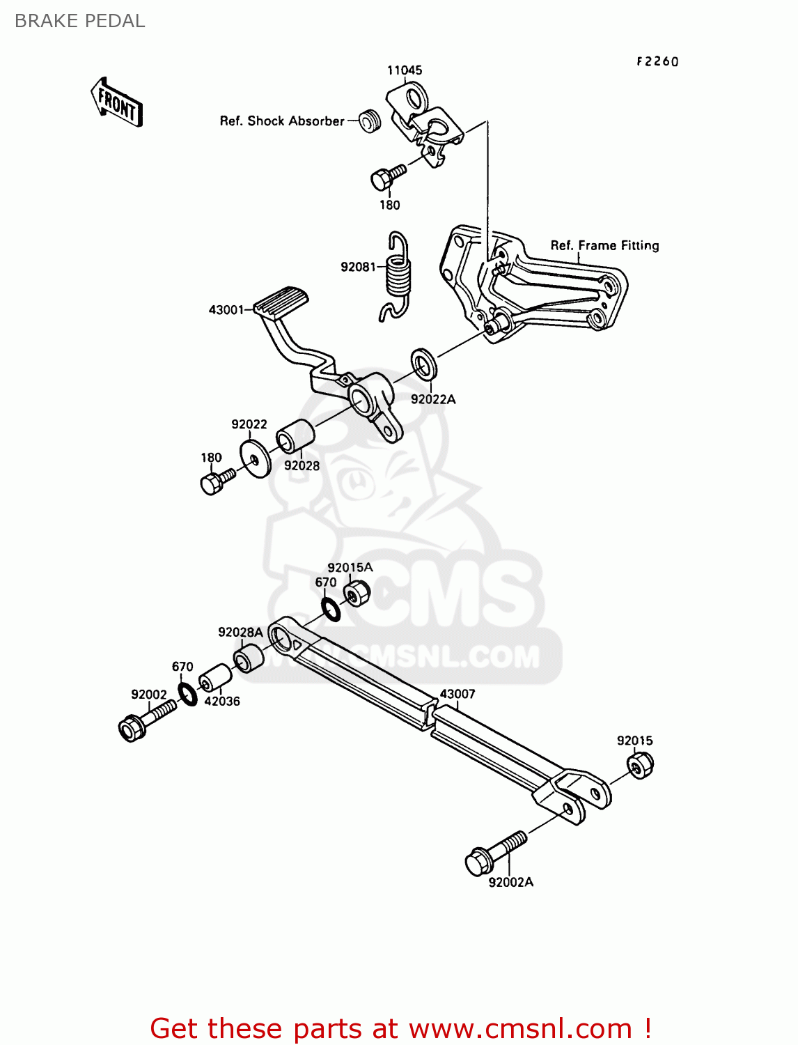 BRAKE PEDAL ZX750F2A GPX750R 1988 UNITED KINGDOM