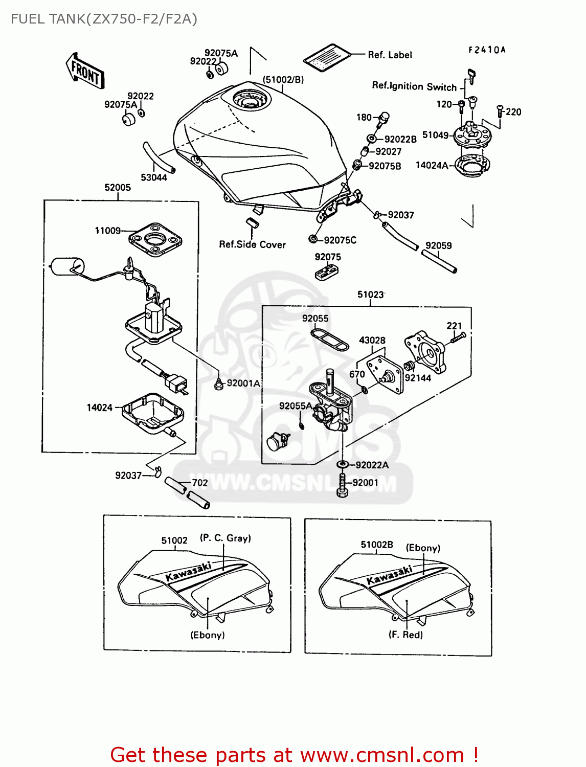 FUEL TANK(ZX750-F2/F2A) ZX750F2A GPX750R 1988 UNITED KINGDOM