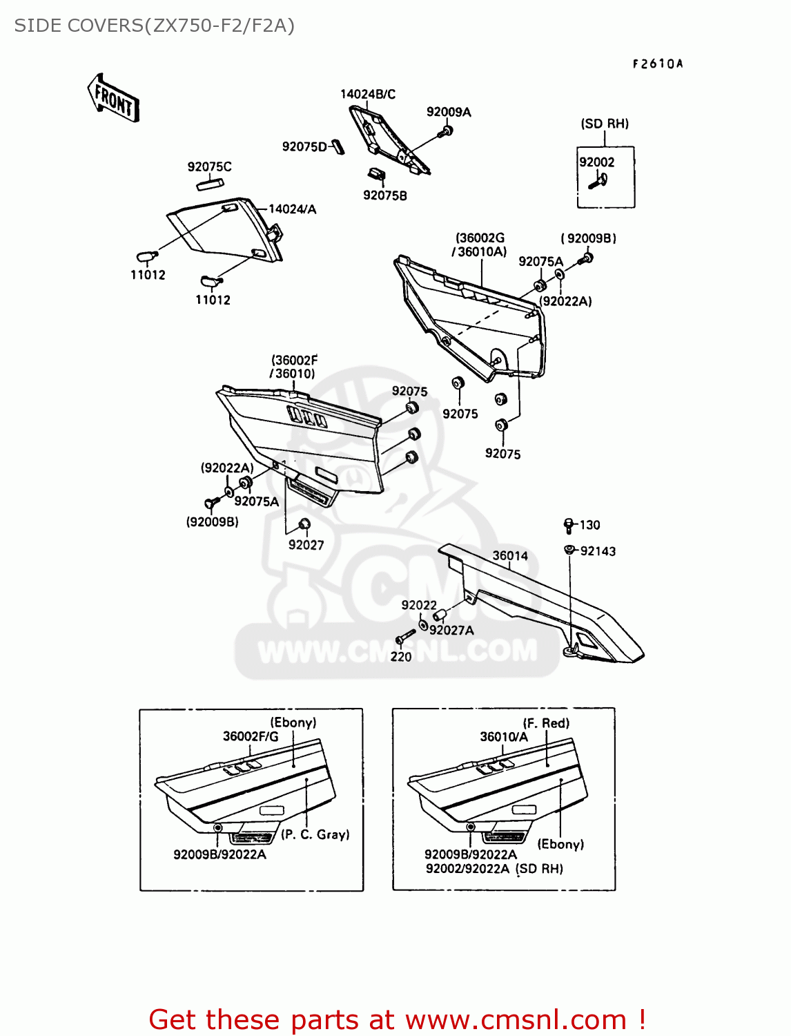 SIDE COVERS(ZX750-F2/F2A) ZX750F2A GPX750R 1988 UNITED KINGDOM