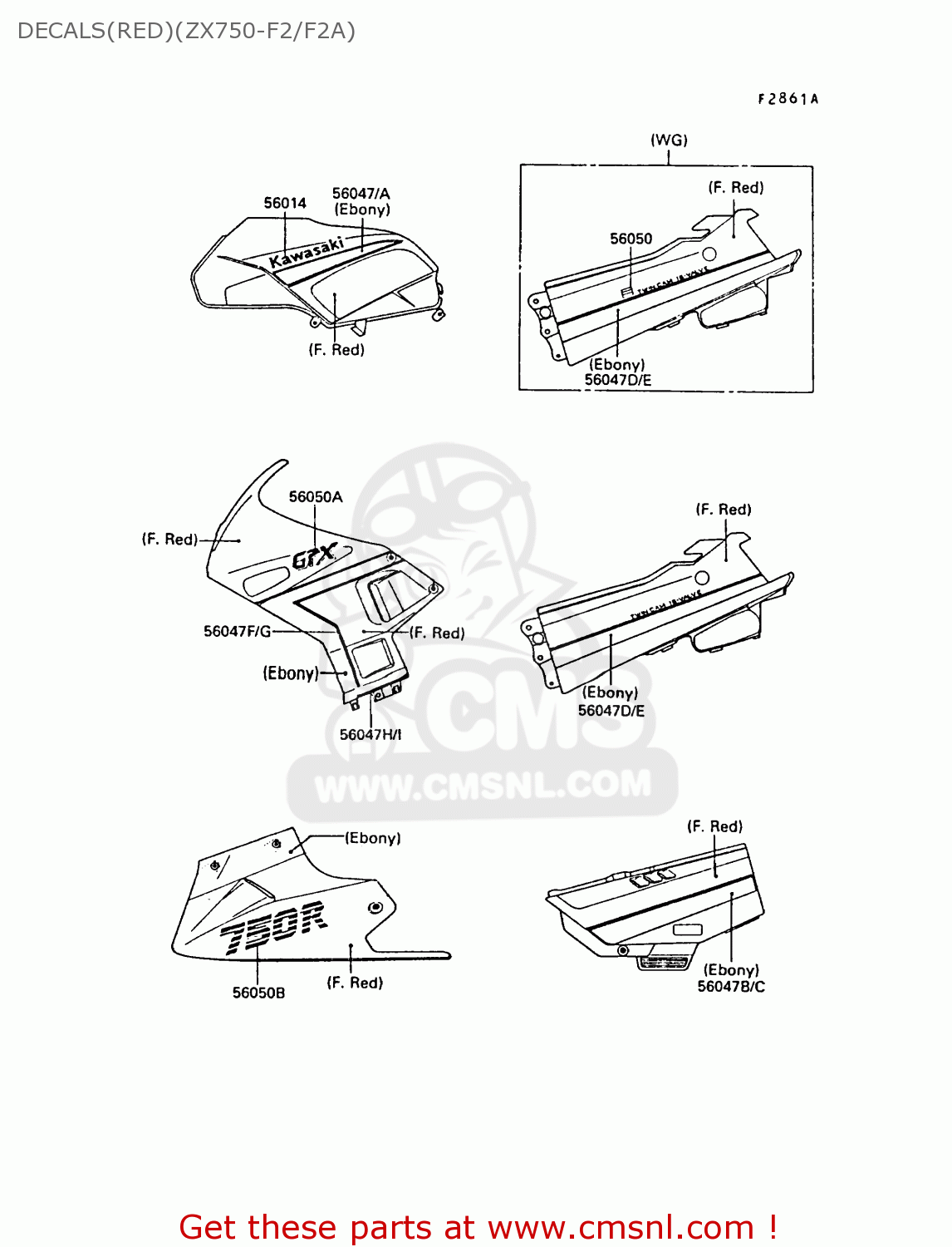 DECALS(RED)(ZX750-F2/F2A) ZX750F2A GPX750R 1988 UNITED KINGDOM