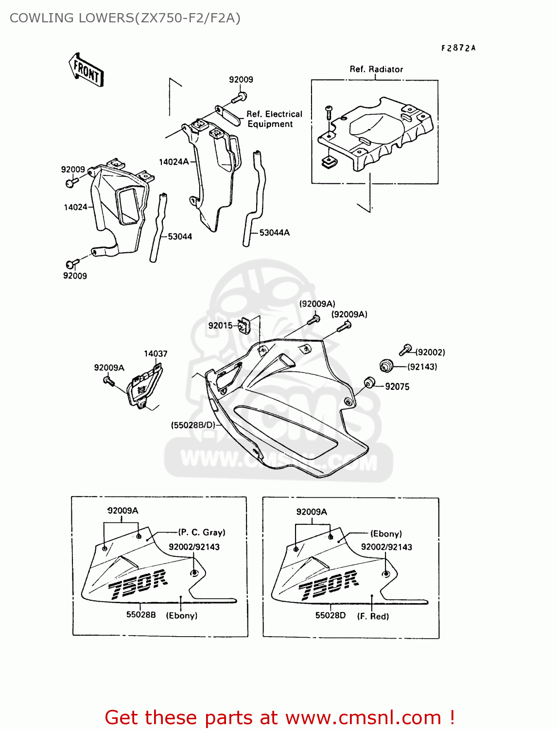 COWLING LOWERS(ZX750-F2/F2A) ZX750F2A GPX750R 1988 UNITED KINGDOM
