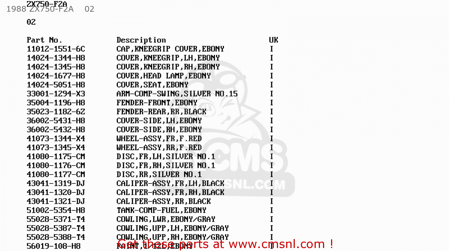 1988 ZX750-F2A    02 ZX750F2A GPX750R 1988 UNITED KINGDOM