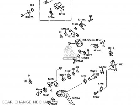 GEAR CHANGE MECHANISM - ZX750F2A GPX750R 1988 UNITED KINGDOM