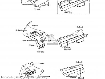 DECALS(RED)(ZX750-F2/F2A) - ZX750F2A GPX750R 1988 UNITED KINGDOM