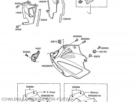 COWLING LOWERS(ZX750-F2/F2A) - ZX750F2A GPX750R 1988 UNITED KINGDOM