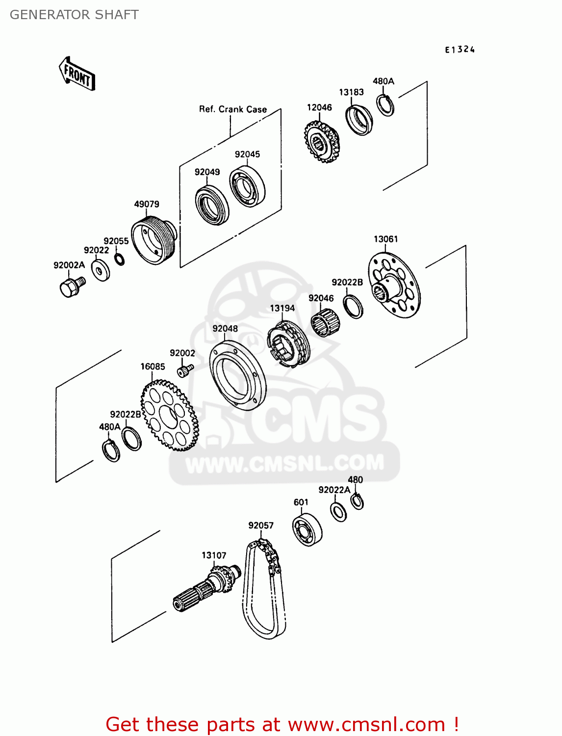 GENERATOR SHAFT ZX750F3 GPX750R 1989 EUROPE FR UK AR NR