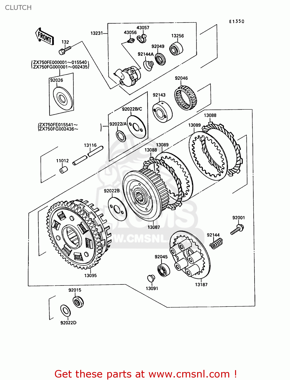 CLUTCH ZX750F3 GPX750R 1989 EUROPE FR UK AR NR