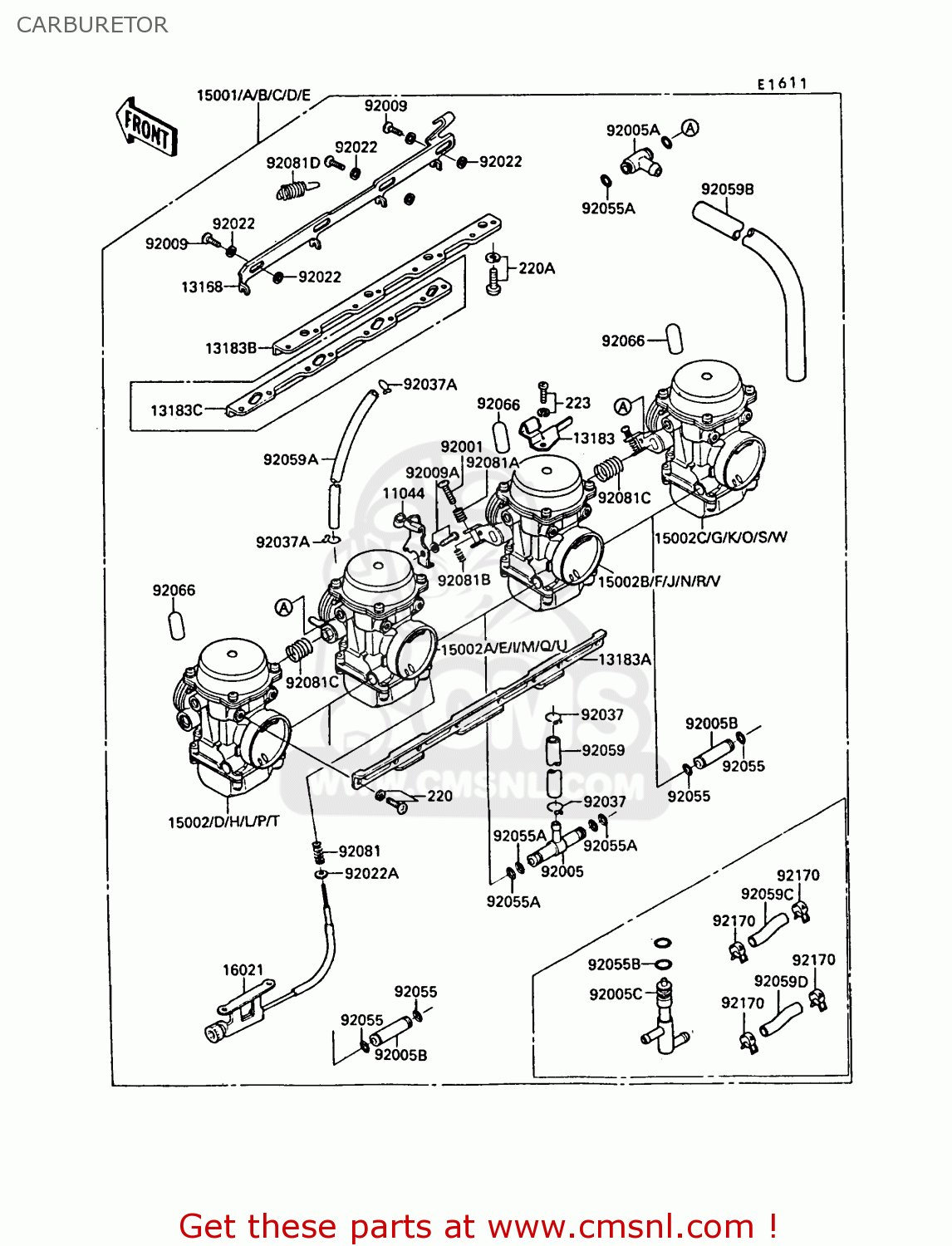 CARBURETOR ZX750F3 GPX750R 1989 EUROPE FR UK AR NR