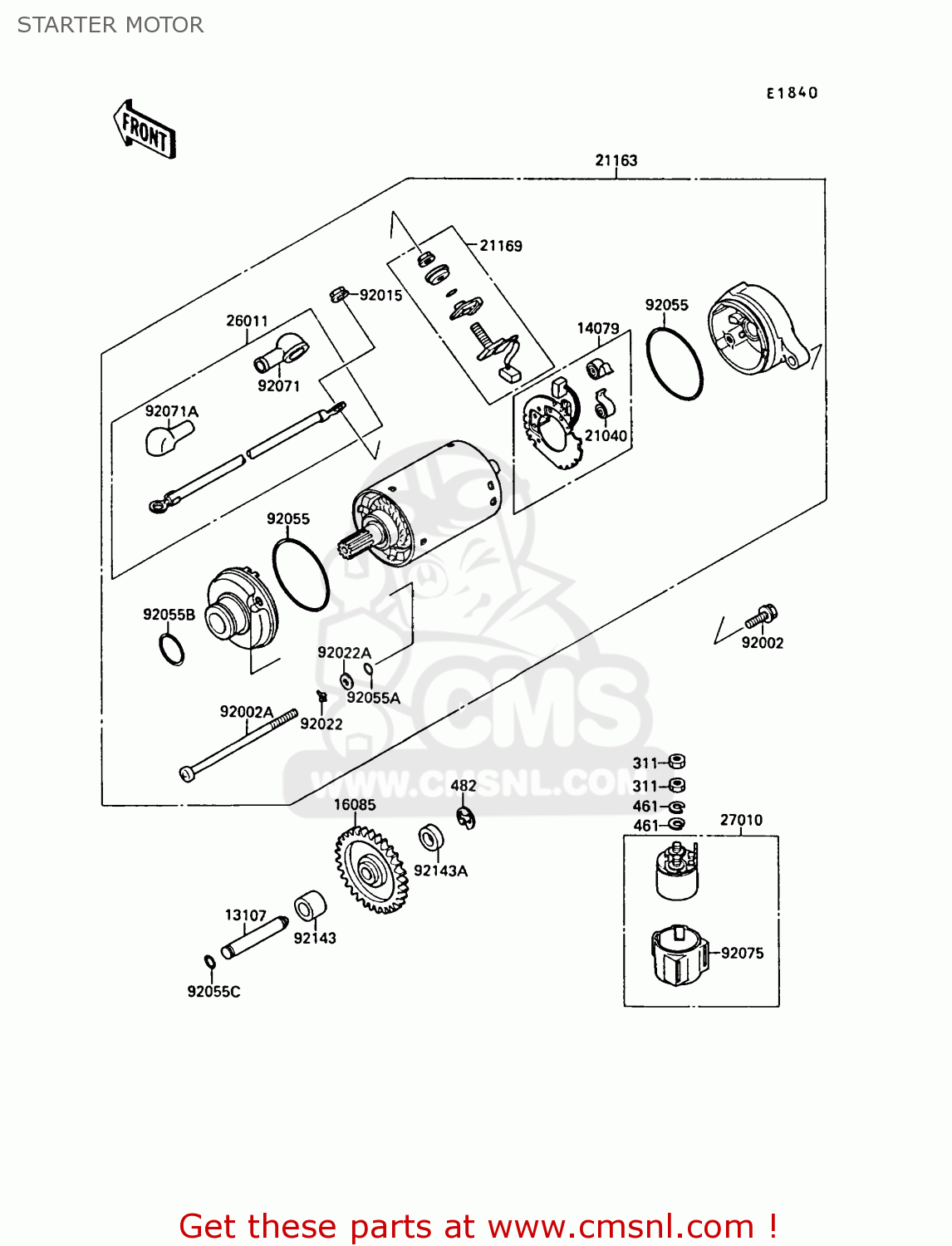 STARTER MOTOR ZX750F3 GPX750R 1989 EUROPE FR UK AR NR