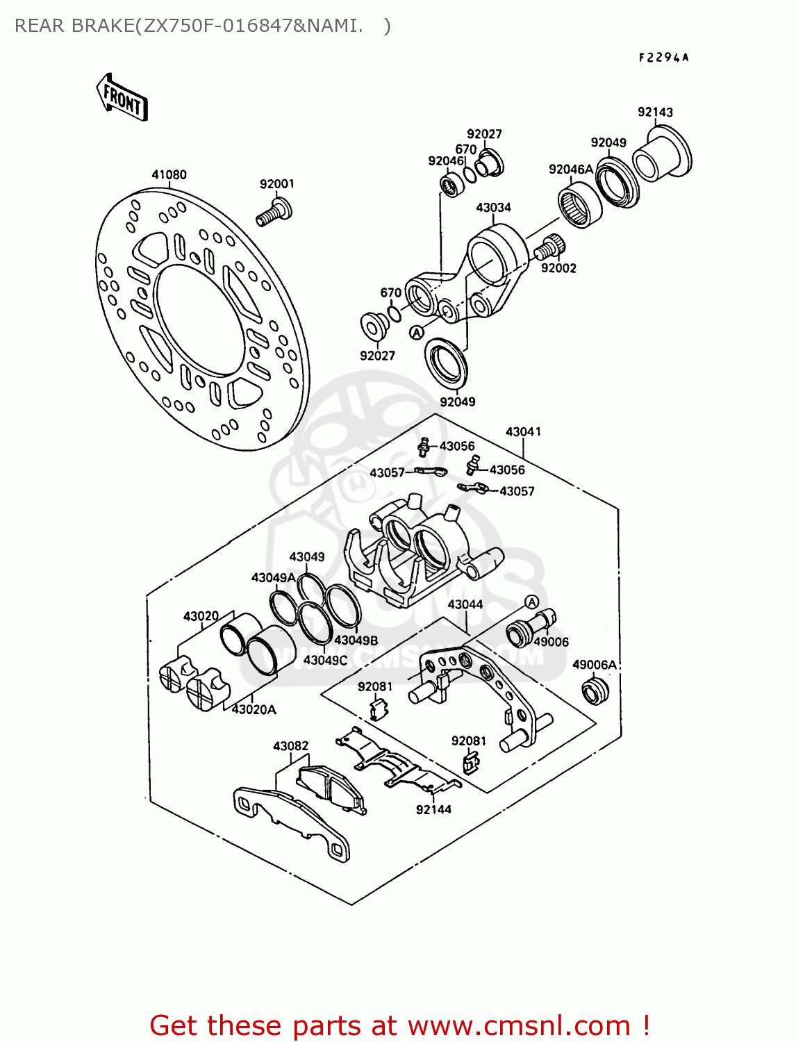 REAR BRAKE(ZX750F-016847&NAMI.   ) ZX750F3 GPX750R 1989 EUROPE FR UK AR NR