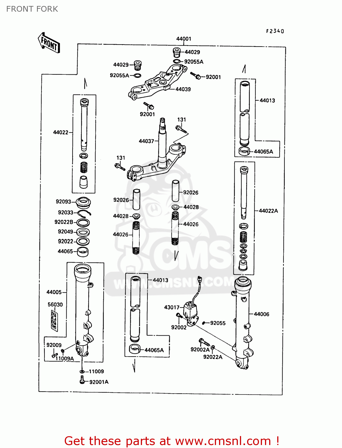 FRONT FORK ZX750F3 GPX750R 1989 EUROPE FR UK AR NR