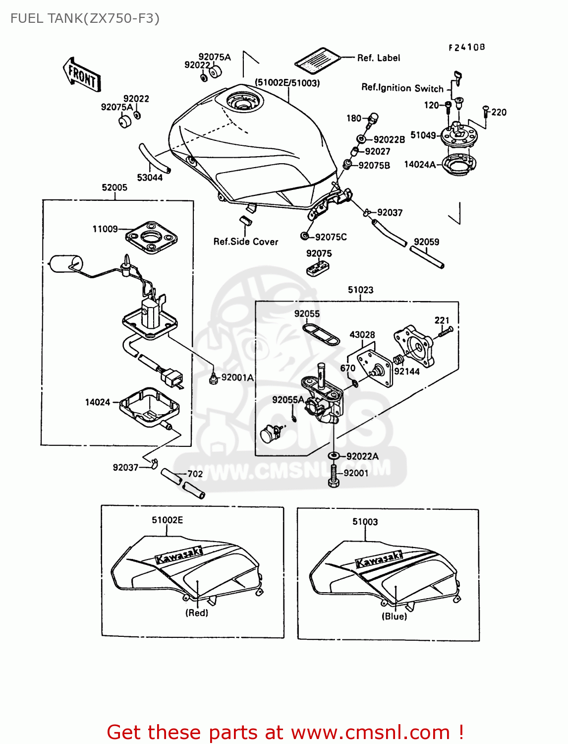 FUEL TANK(ZX750-F3) ZX750F3 GPX750R 1989 EUROPE FR UK AR NR