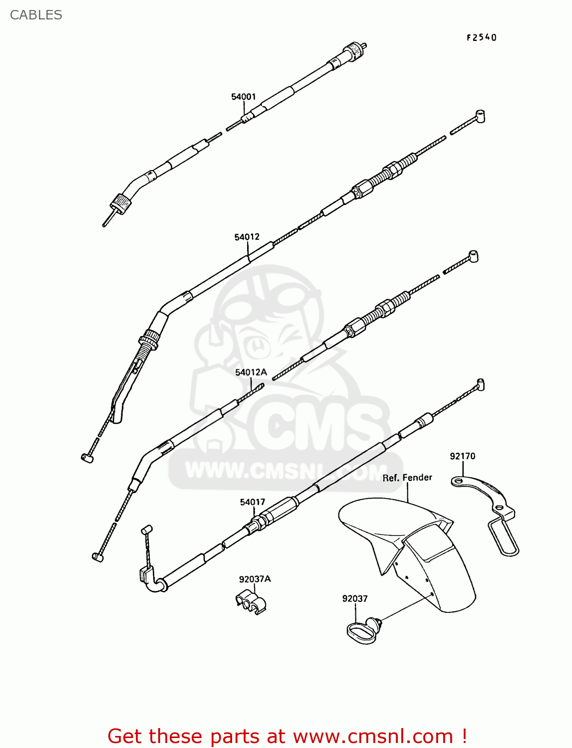 CABLES ZX750F3 GPX750R 1989 EUROPE FR UK AR NR