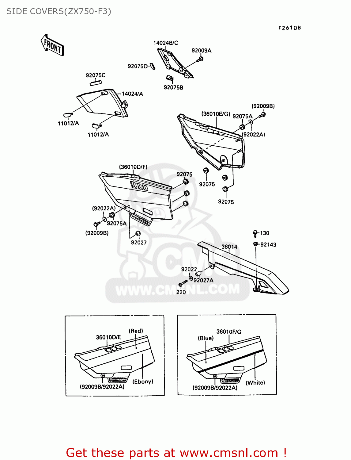 SIDE COVERS(ZX750-F3) ZX750F3 GPX750R 1989 EUROPE FR UK AR NR