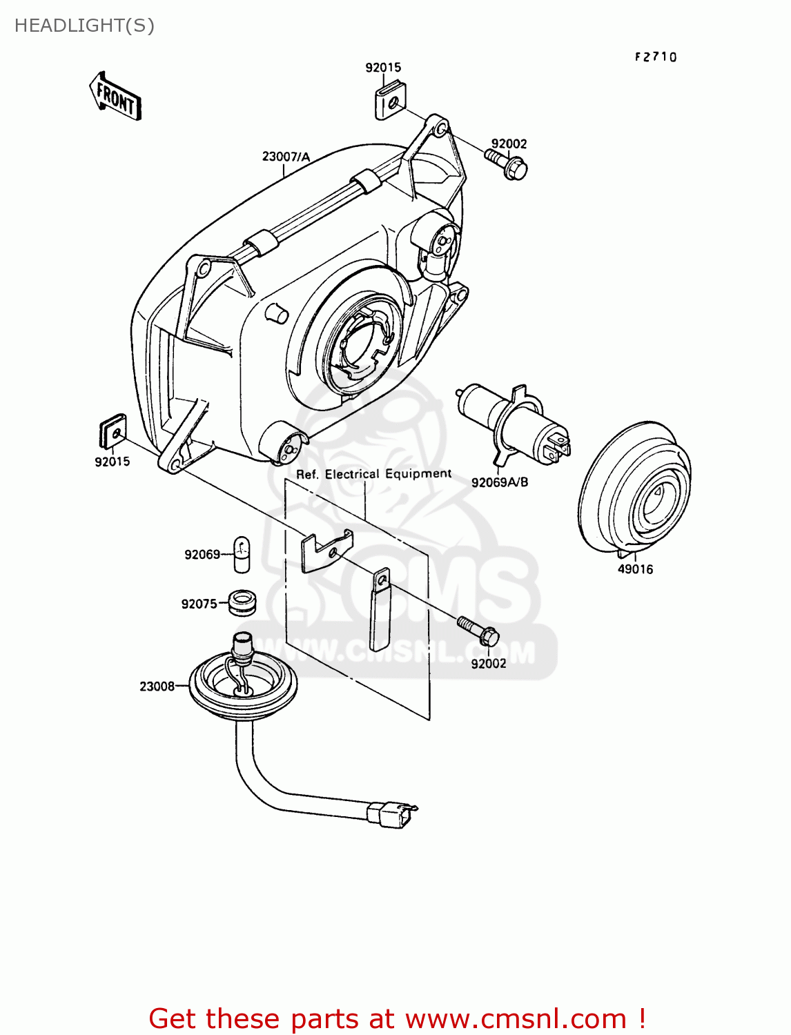 HEADLIGHT(S) ZX750F3 GPX750R 1989 EUROPE FR UK AR NR