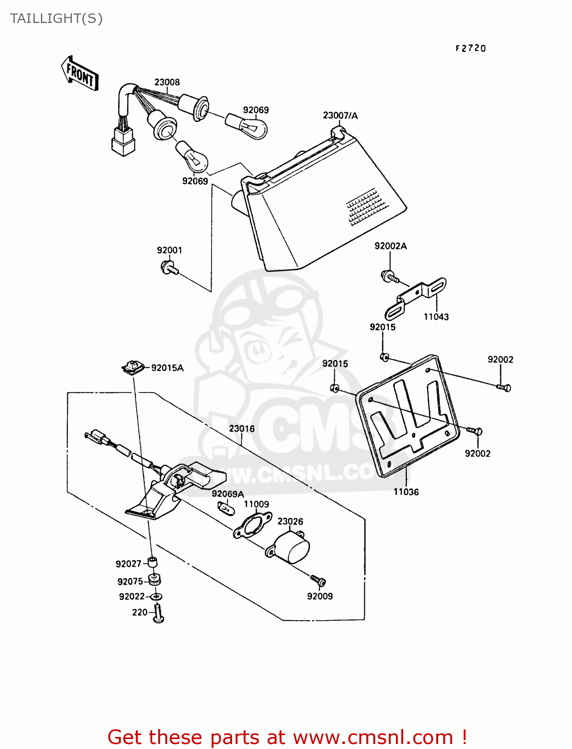 TAILLIGHT(S) ZX750F3 GPX750R 1989 EUROPE FR UK AR NR