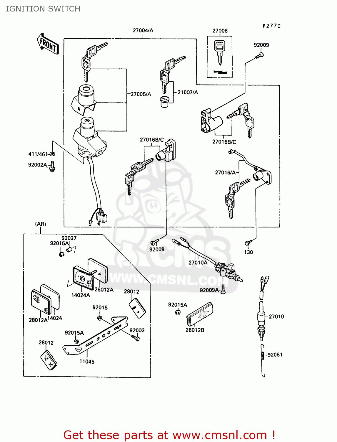 IGNITION SWITCH ZX750F3 GPX750R 1989 EUROPE FR UK AR NR