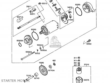 STARTER MOTOR - ZX750F3 GPX750R 1989 EUROPE FR UK AR NR