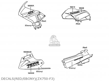 DECALS(RED/EBONY)(ZX750-F3) - ZX750F3 GPX750R 1989 EUROPE FR UK AR NR