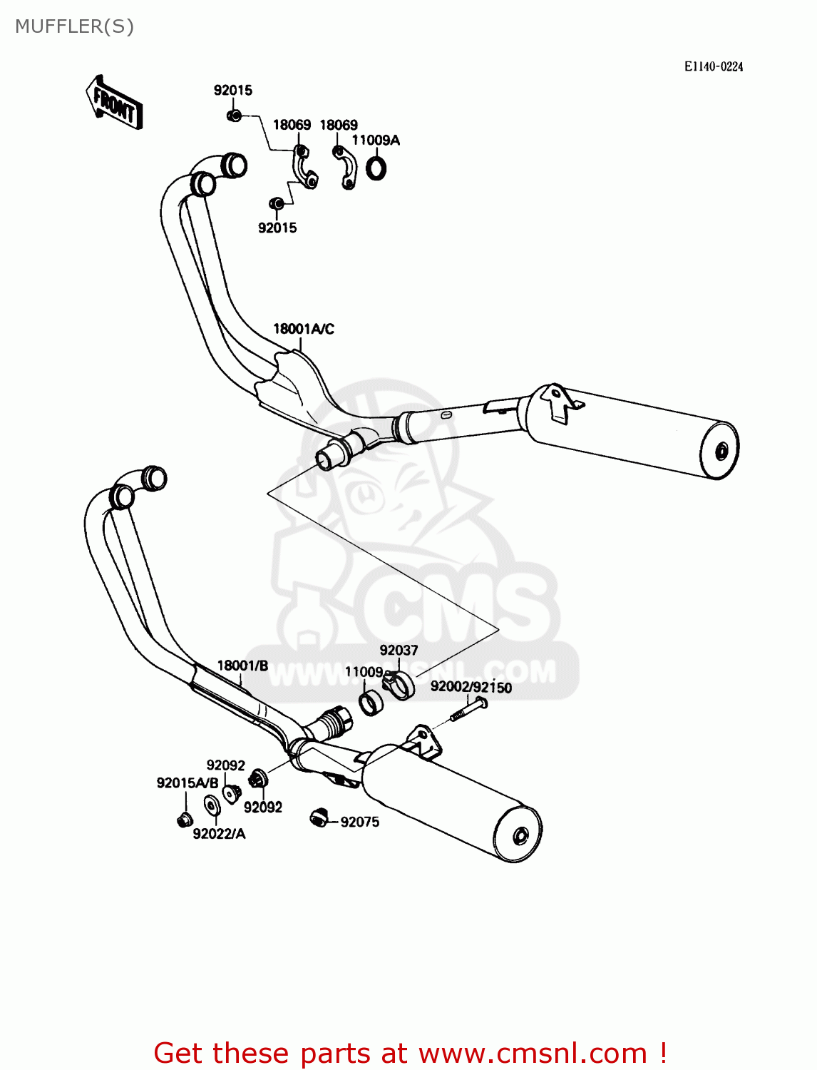 MUFFLER(S) ZX750F3 NINJA 750R 1989 USA CALIFORNIA