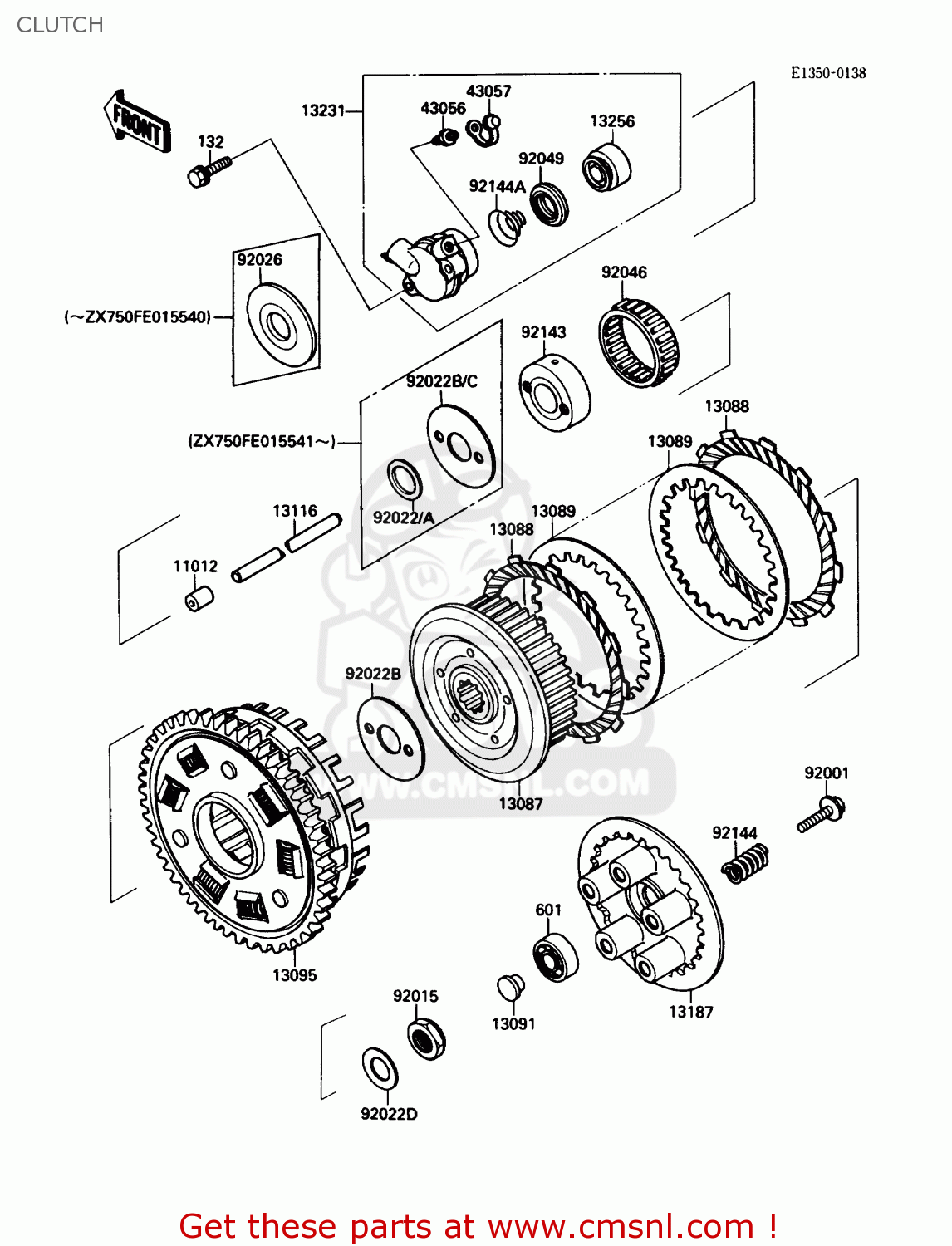 CLUTCH ZX750F3 NINJA 750R 1989 USA CALIFORNIA